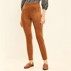 LOFT Tan Suede Straight Leg Pants